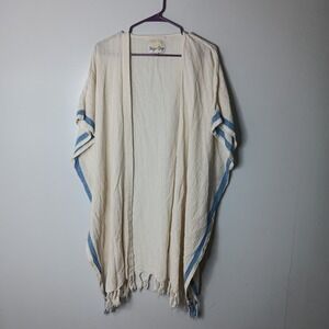 Rays For Days The Coco Cabana Cover Up OS White Swim Resort Cruise Fringe Kimono